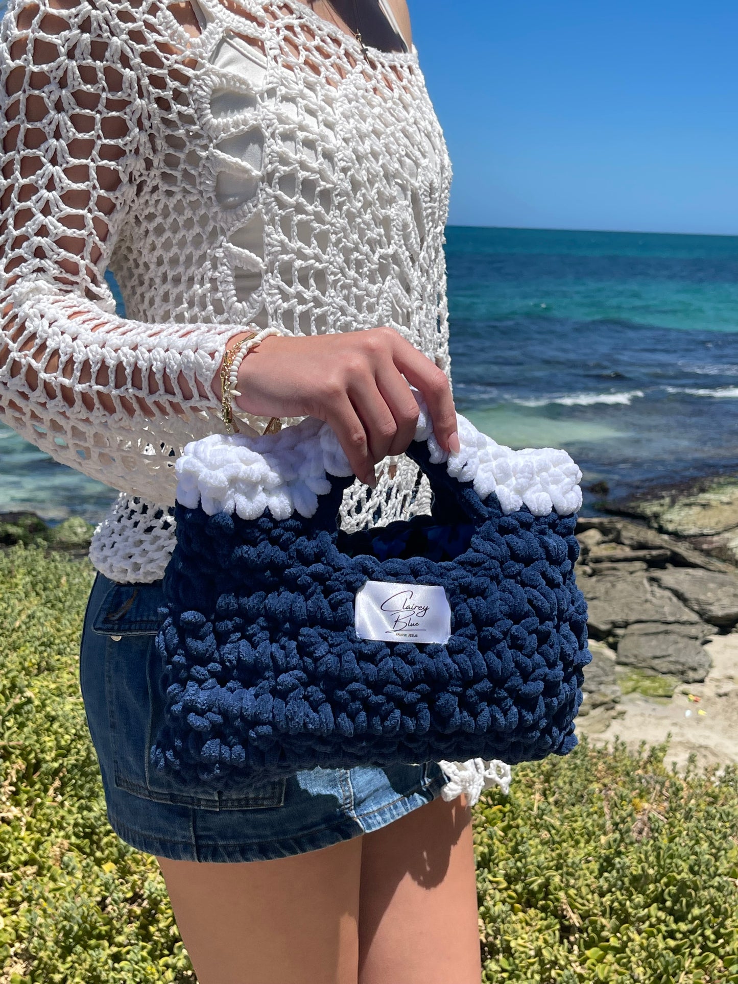 Self-Control Crochet Bag in Navy