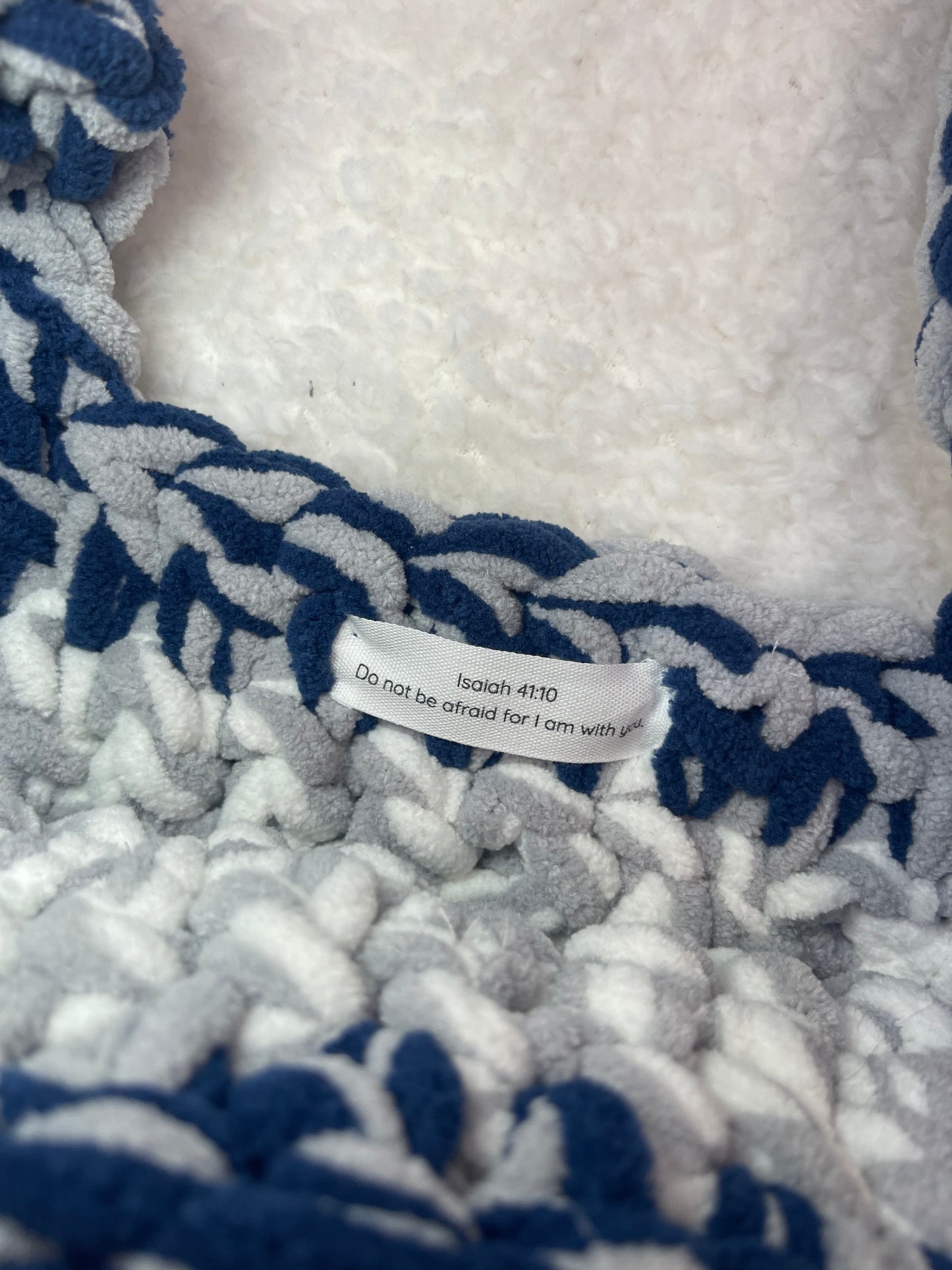 The Jesus Bible Bag Crochet Tote in Navy