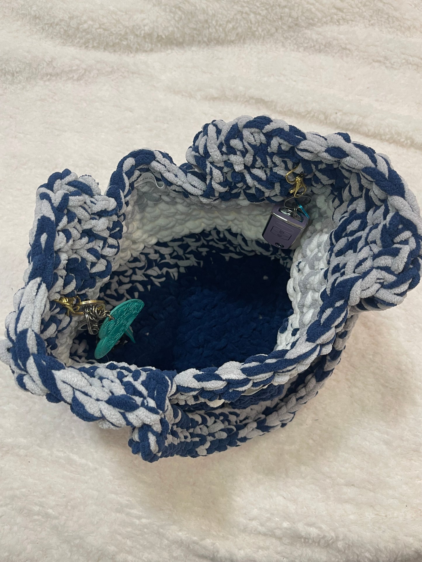 The Jesus Bible Bag Crochet Tote in Navy